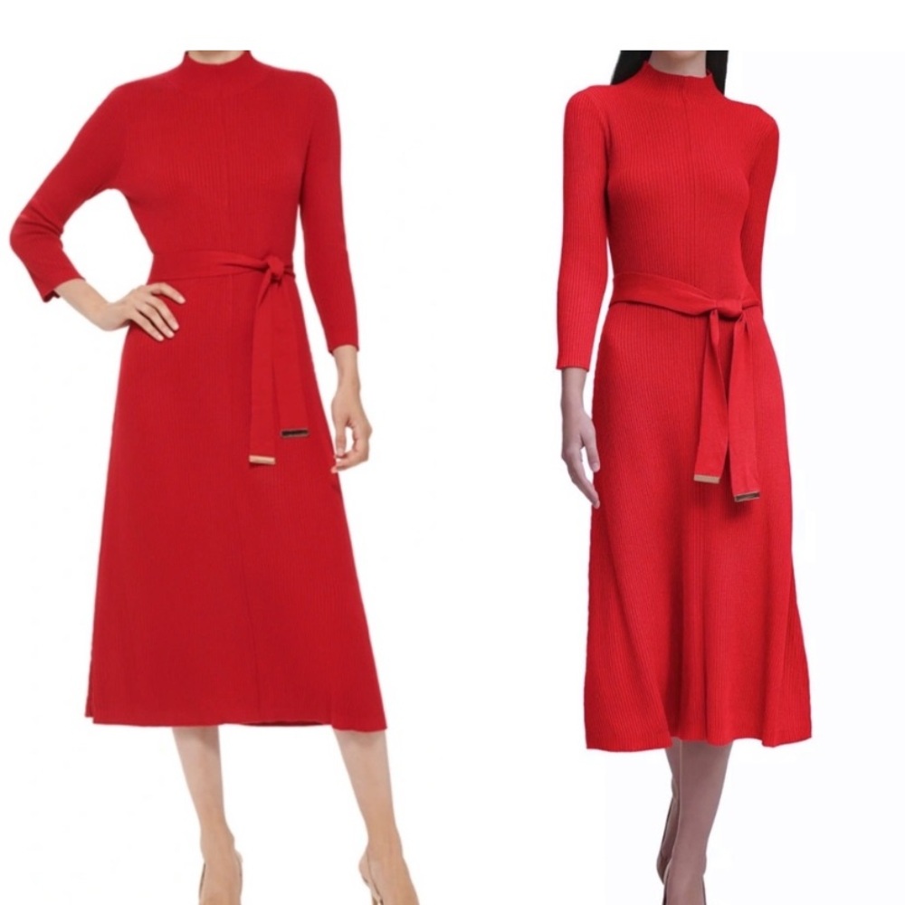 Elegant Red Knit Dress